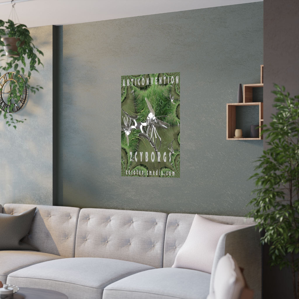 'Anticonvention' (7Cyborgs) Cyber Dragonfly Sci‑Fi Vertical Satin Art Poster 24"x36" (60cm x 90cm)