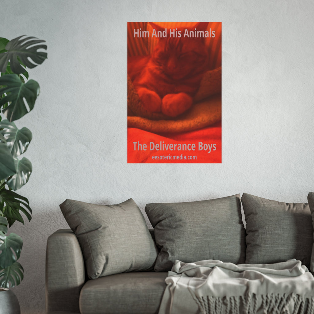 « Him And His Animals » (PersonaU) Impression artistique surréaliste représentant un félin rouge et orange, 60 × 90 cm
