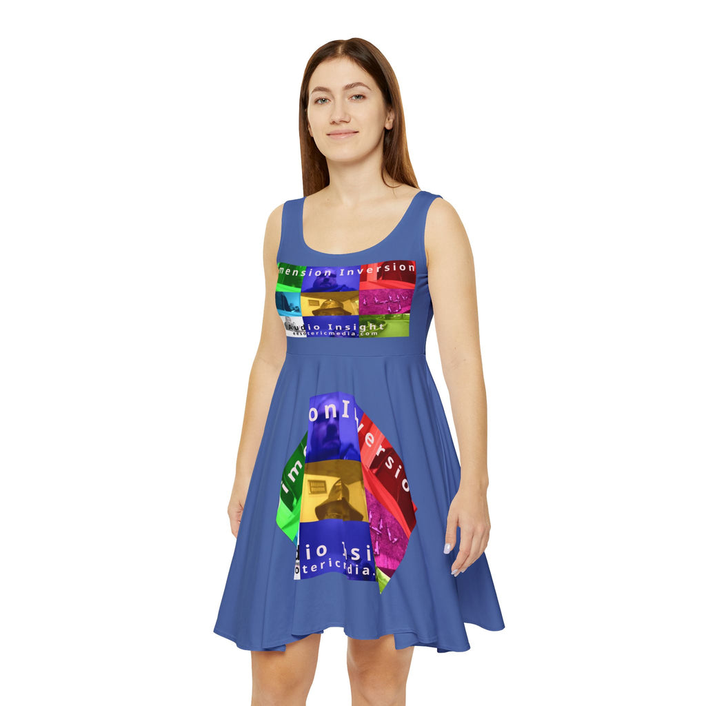 'Dimension Inversion' (Audio Insight) Colorful Surreal Collage Graphic Skater Dress