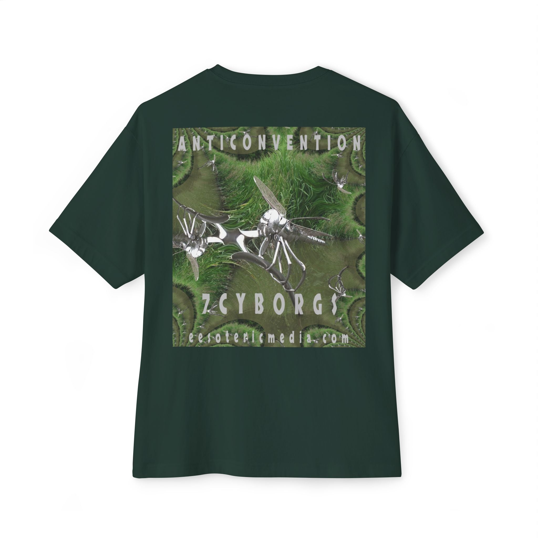 'Anticonvention' (7Cyborgs} Sci‑Fi Dragonfly Cyborg Design Oversize Graphic Boxy Tee