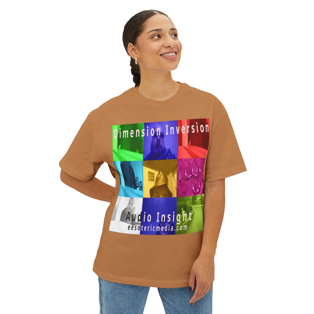 'Dimension Inversion' (Audio Insight) Colorful Surreal Collage Graphic Oversize Boxy T-Shirt