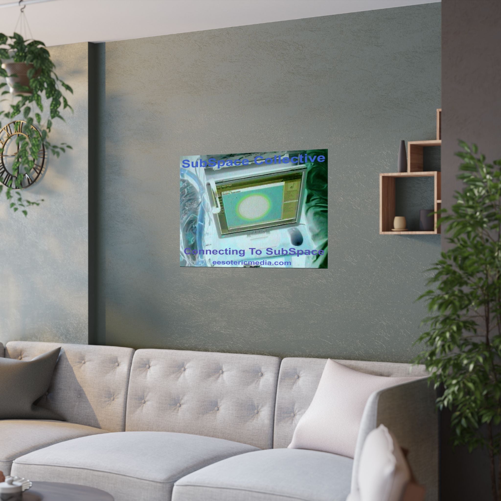 'Connecting To SubSpace' (SubSpace Collective) Retro Tech Horizontal Satin Art Poster 36"x24" (90cm x 60cm)