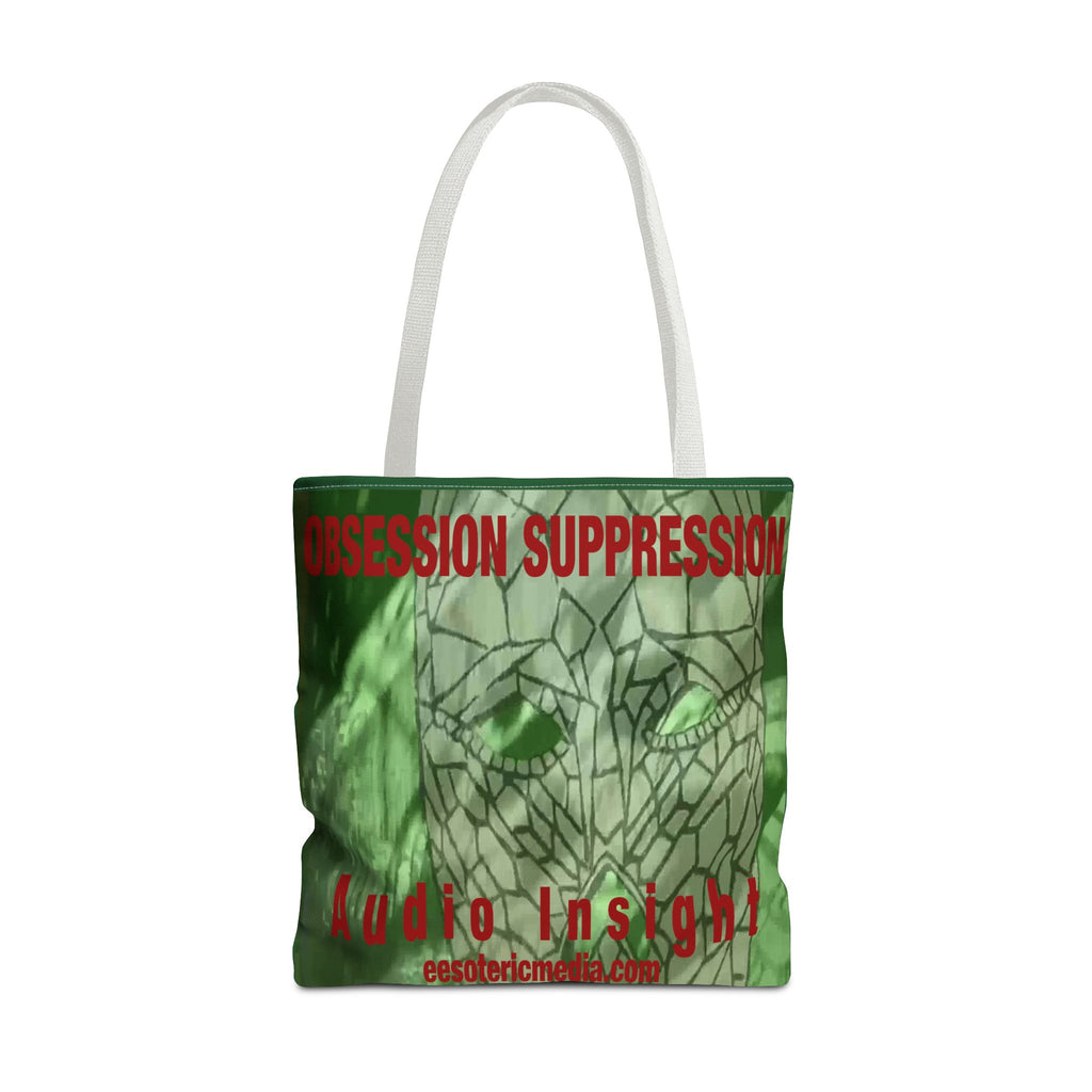 'Obsession Suppression' (Audio Insight) Green Abstract Retro Sci fi Tote  Bag 18"x18" (45m x 45cm)