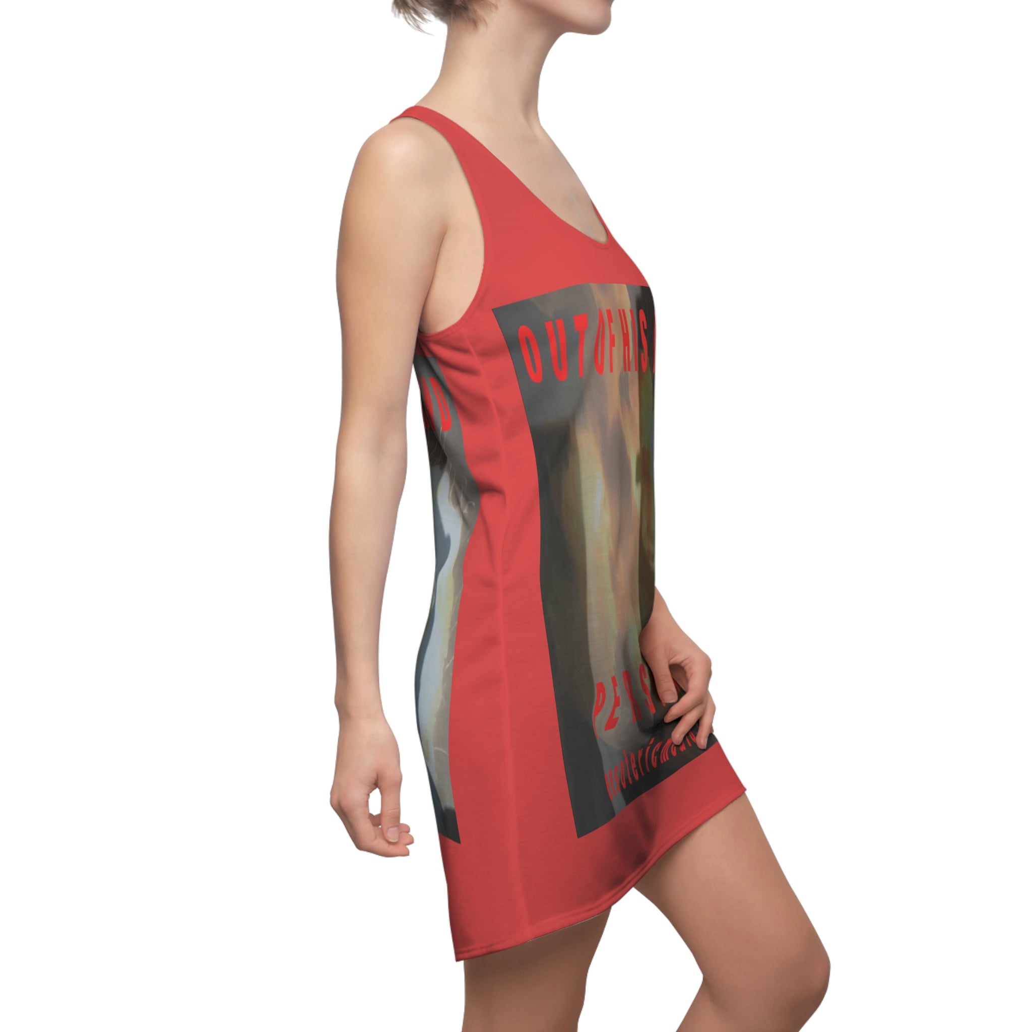 'Out Of His Mind' (PersonaU) Bold Red Graphic Racerback Dress