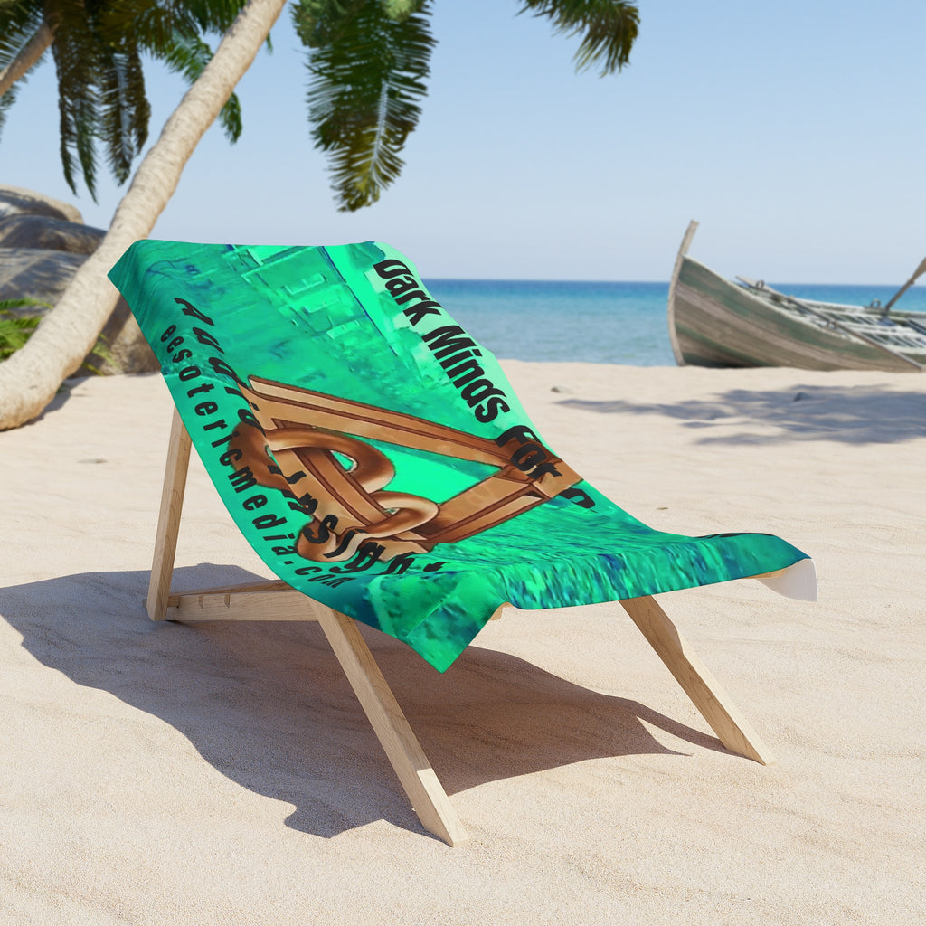 'Dark Minds For Dark Times' (Audio Insight) Futuristic Sc-fi Symbol Graphic Beach Towel