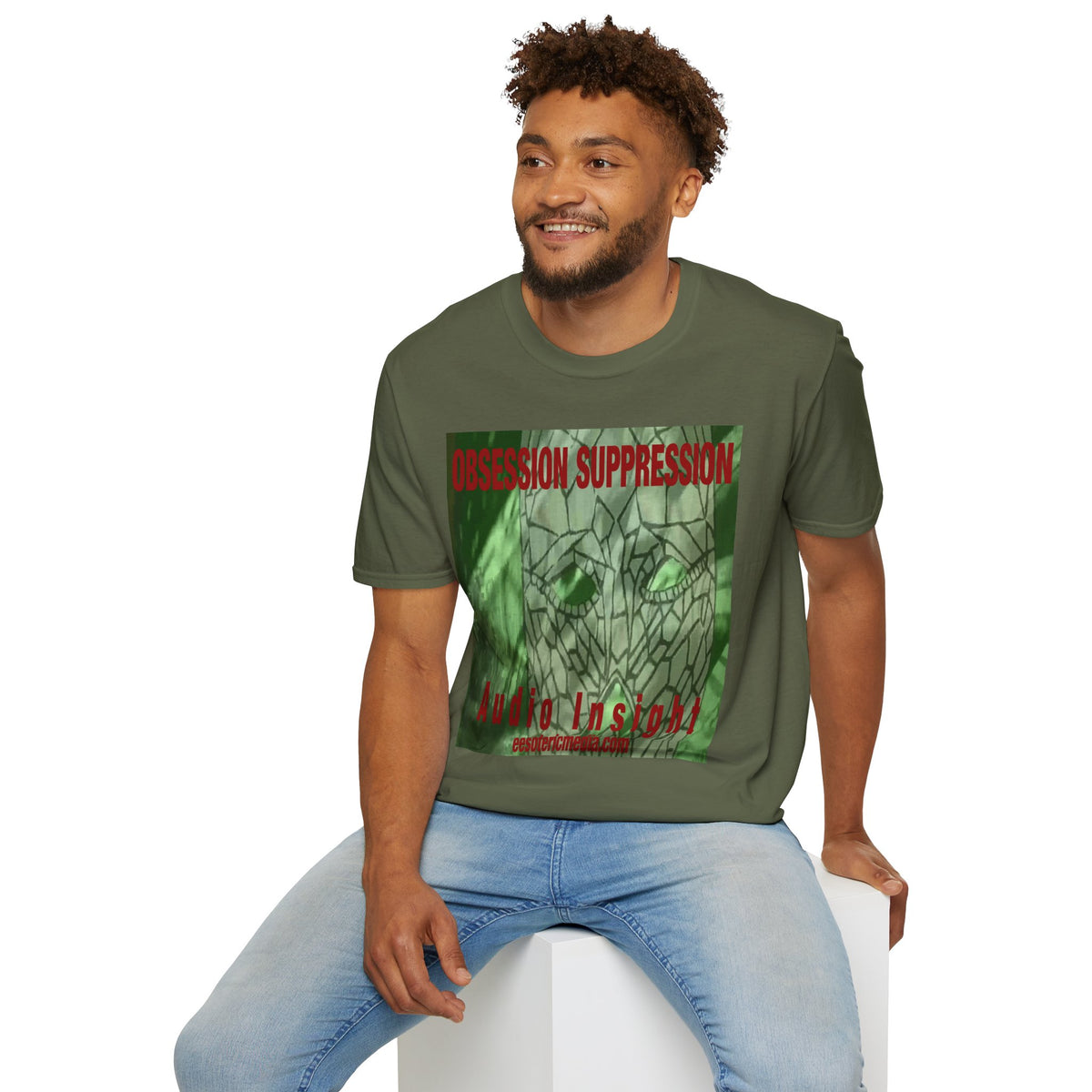 'Obsession Suppression (Audio Insight) Retro Sci-Fi Skull Graphic Softstyle T-Shirt