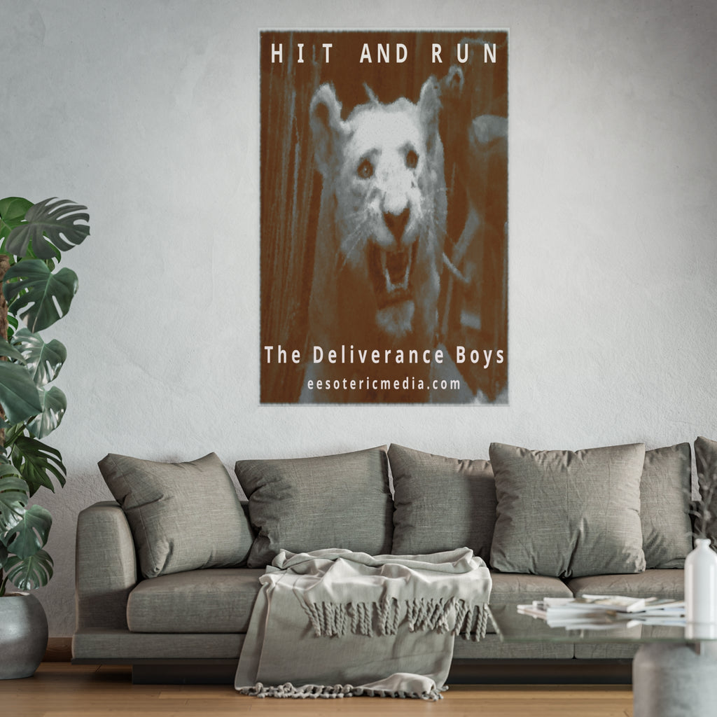 « Hit and Run » (The Deliverance Boys) Impression artistique représentant un lion blanc (grand format), 100 × 150 cm