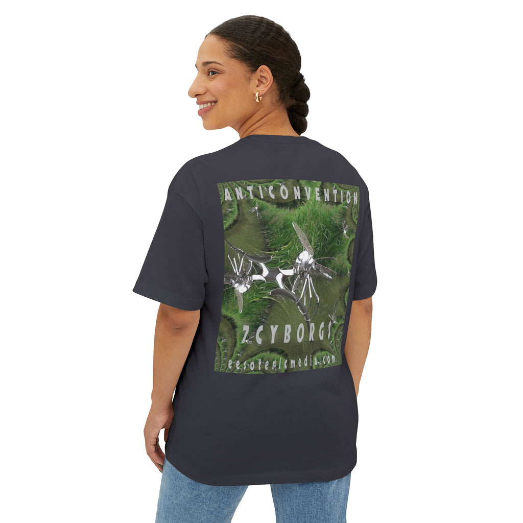 'Anticonvention' (7Cyborgs} Sci‑Fi Dragonfly Cyborg Design Oversize Graphic Boxy Tee