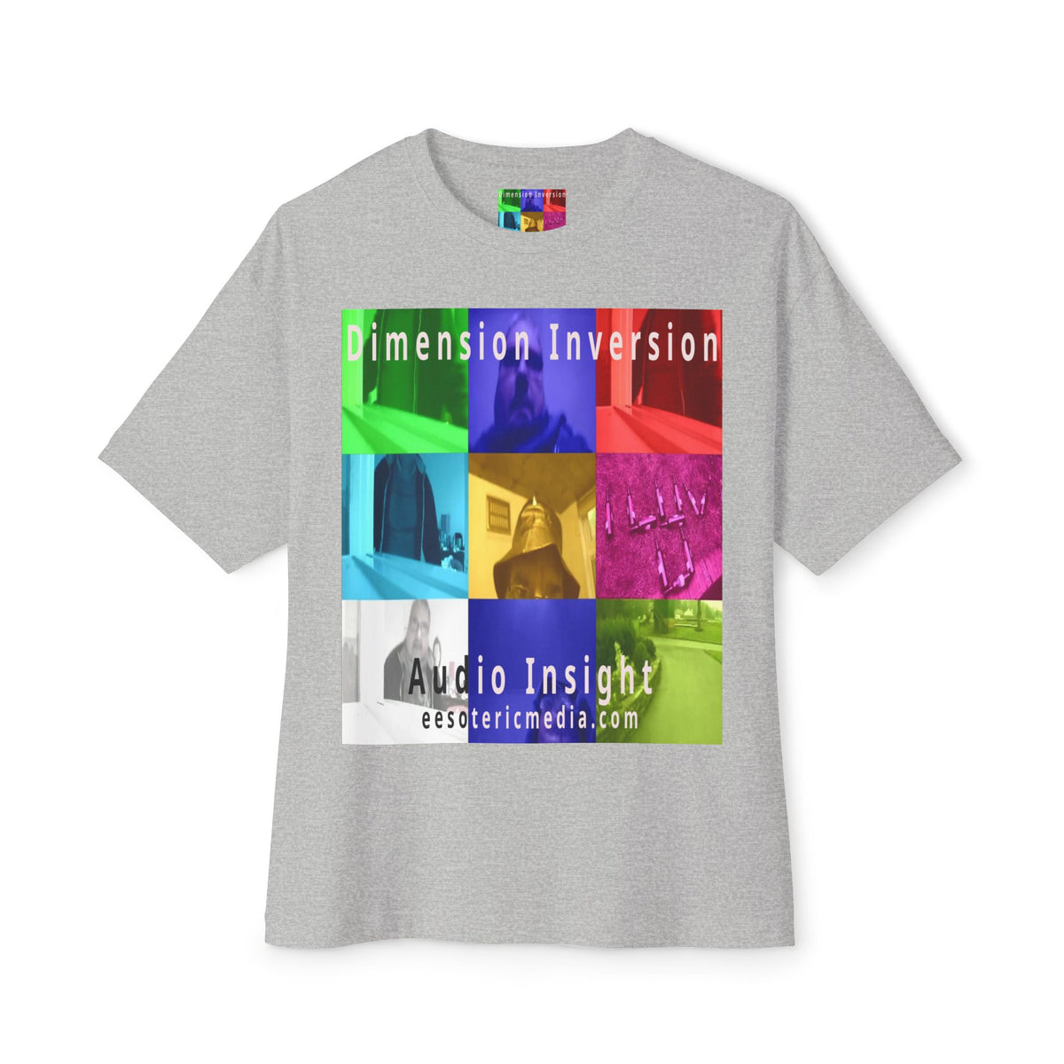 'Dimension Inversion' (Audio Insight) Colorful Surreal Collage Graphic Oversize Boxy T-Shirt