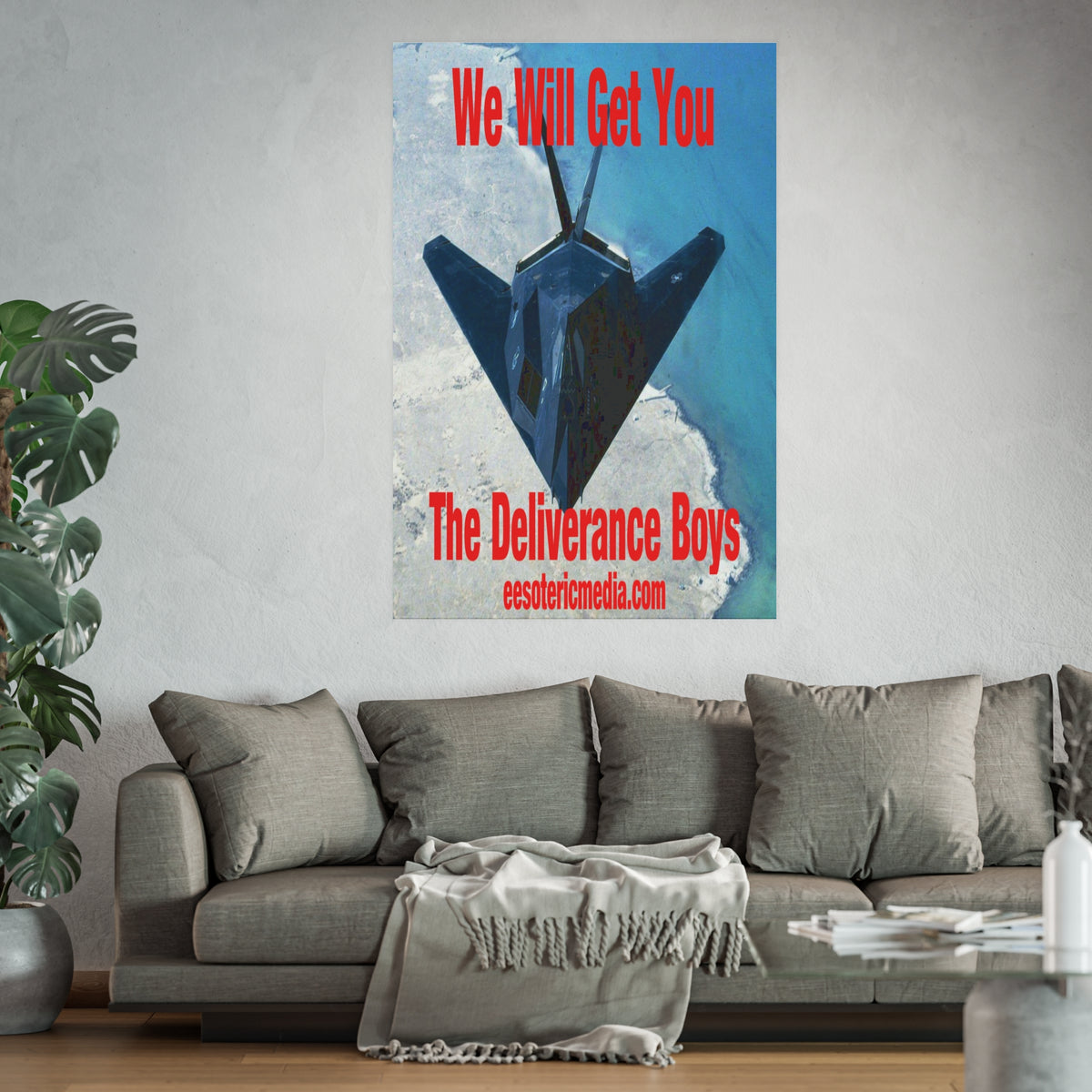 बड़े आकार का 'We Will Get You' (The Deliverance Boys) स्टेल्थ लड़ाकू जेट कला प्रिंट 40"x60" (100cm x 150cm)