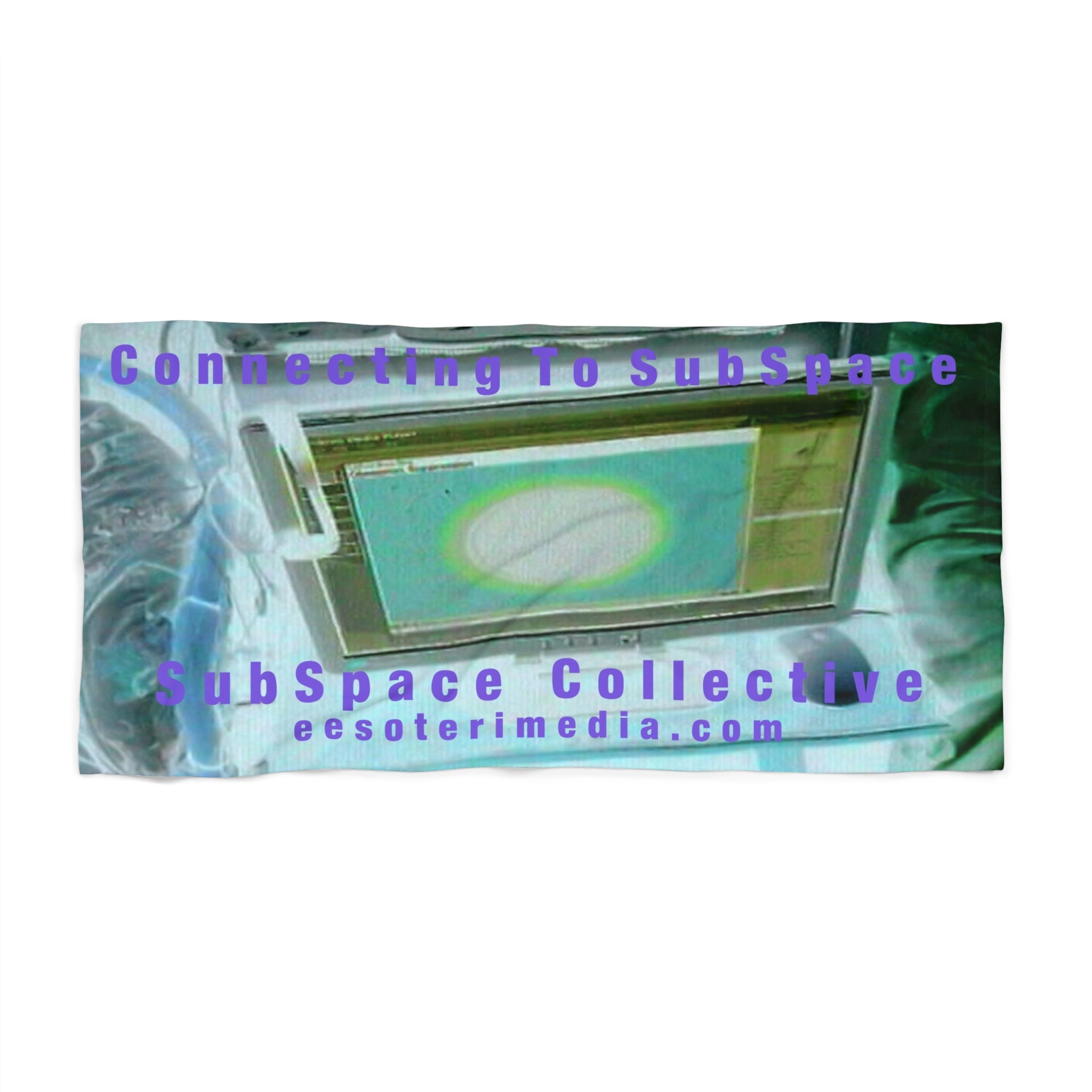 'Connecting To SubSpace' (SubSpace Collective) Retro Tech Graphic Print  Beach Towel