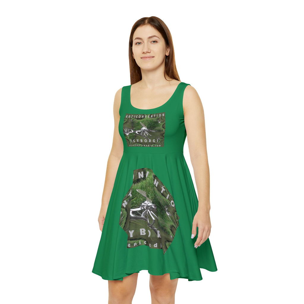 'Anticonvention' (7Cyborgs) Futuristic Dragonfly Sci fi Graphic Skater Dress