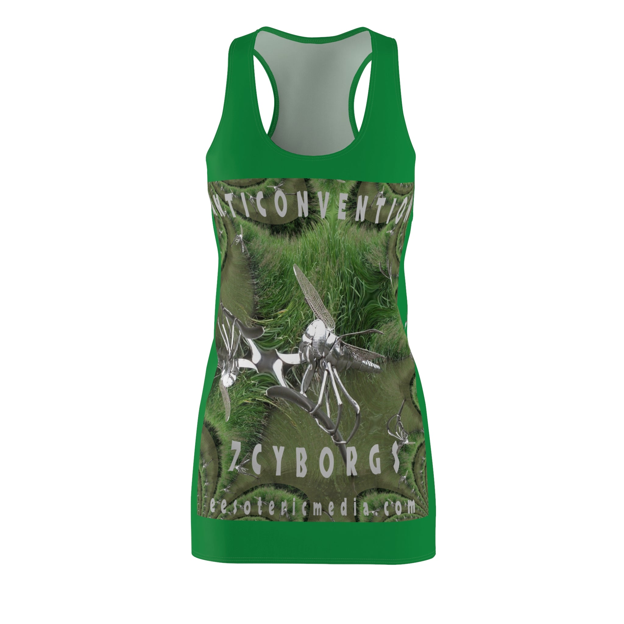 'Anticonvention' (7Cyborgs) Futuristic Dragonfly Graphic Racerback Dress