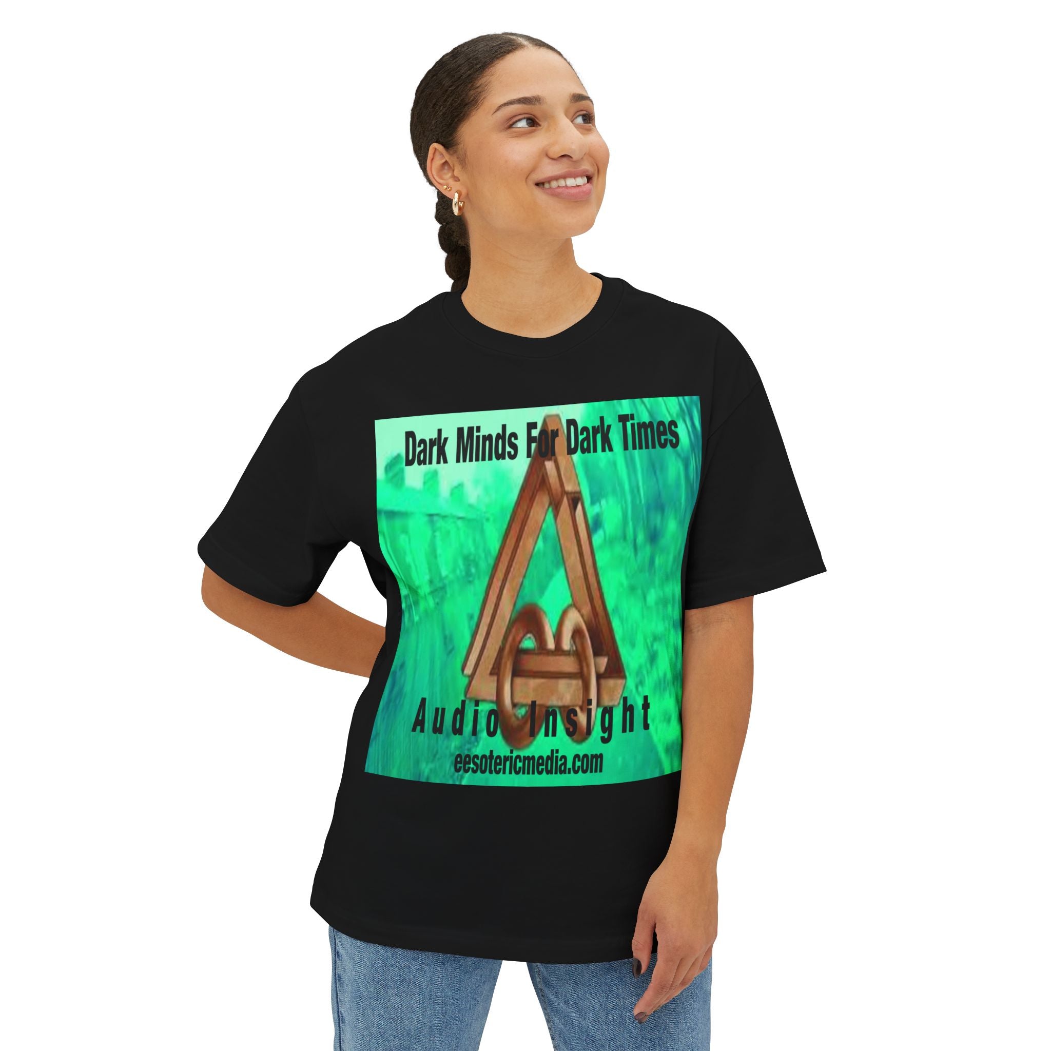 'Dark Minds For Dark Times' (Audio Insight) Oversize Sci Fi Graphic Boxy Tee
