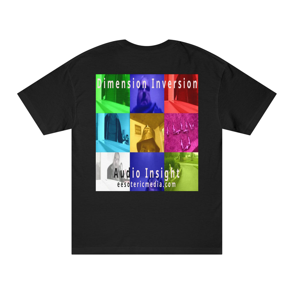 T-shirt classique à coupe droite avec collage graphique surréaliste et coloré « Dimension Inversion » (Audio Insight)