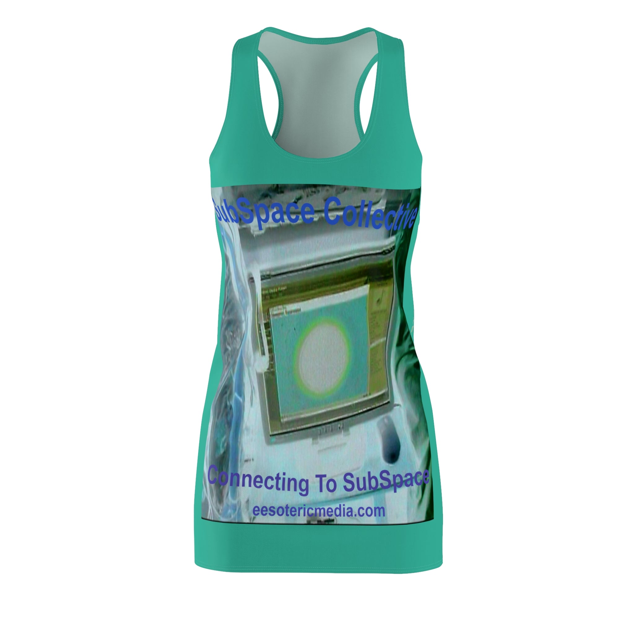 'Connecting To SubSpace' (SubSpace Collective) Retro Tech Graphic Racerback Dress