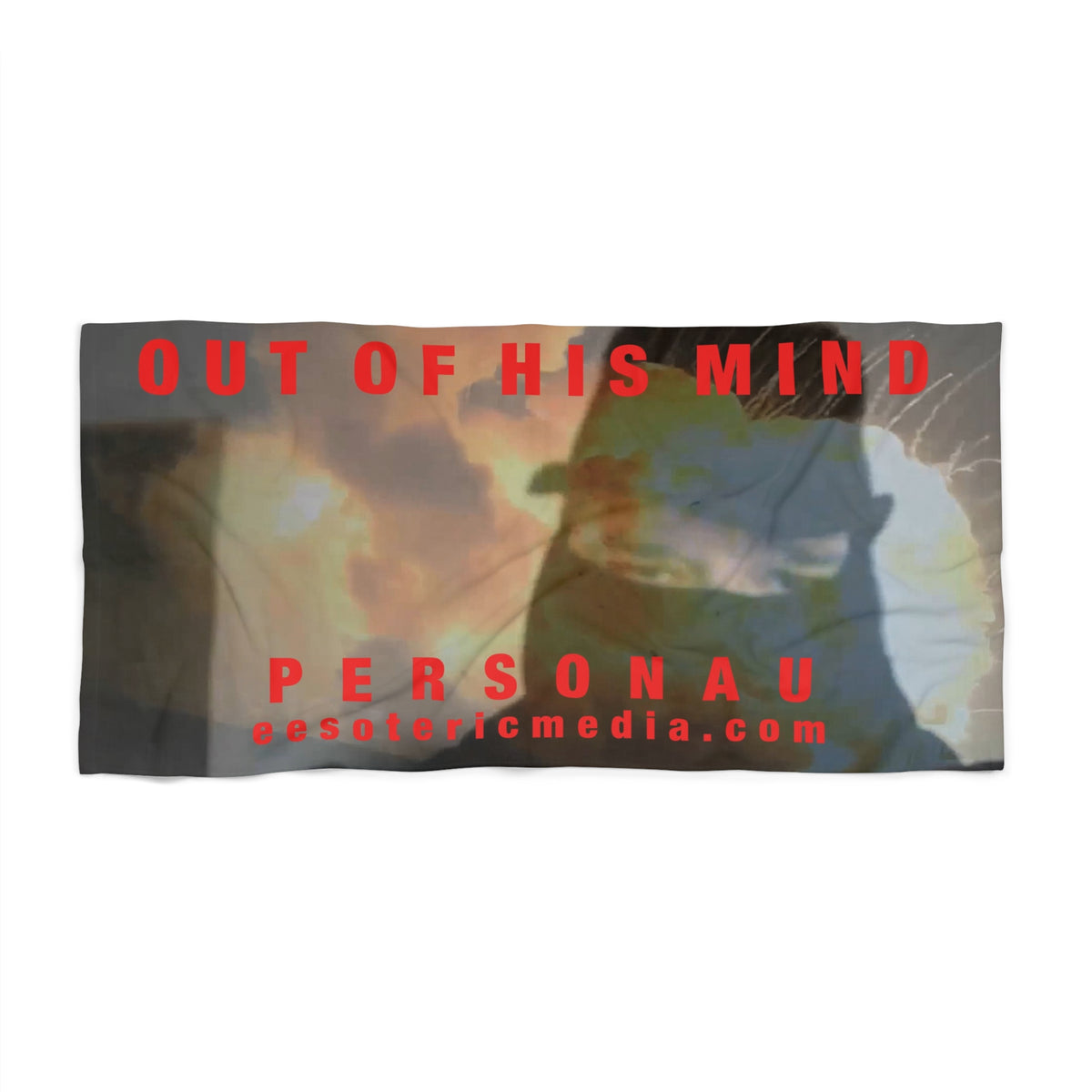 大号 'Out of His Mind' (PersonaU) 神情狂乱的匿名民兵角色图案沙滩巾 180cm x 90cm
