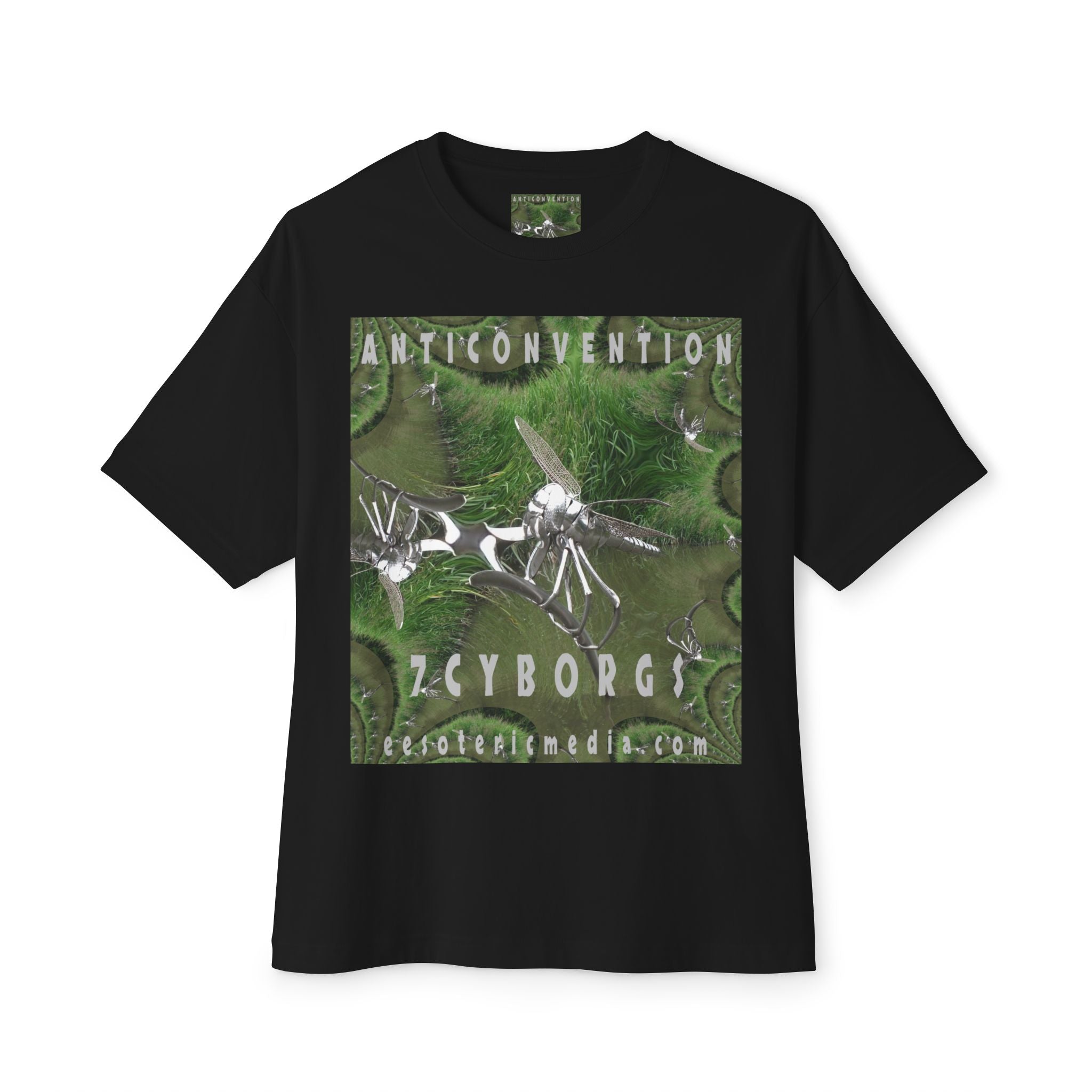 'Anticonvention' (7Cyborgs} Sci‑Fi Dragonfly Cyborg Design Oversize Graphic Boxy Tee