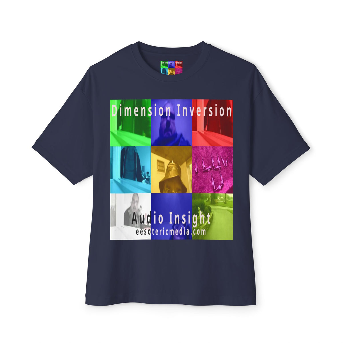 'Dimension Inversion' (Audio Insight) Colorful Surreal Collage Graphic Oversize Boxy T-Shirt