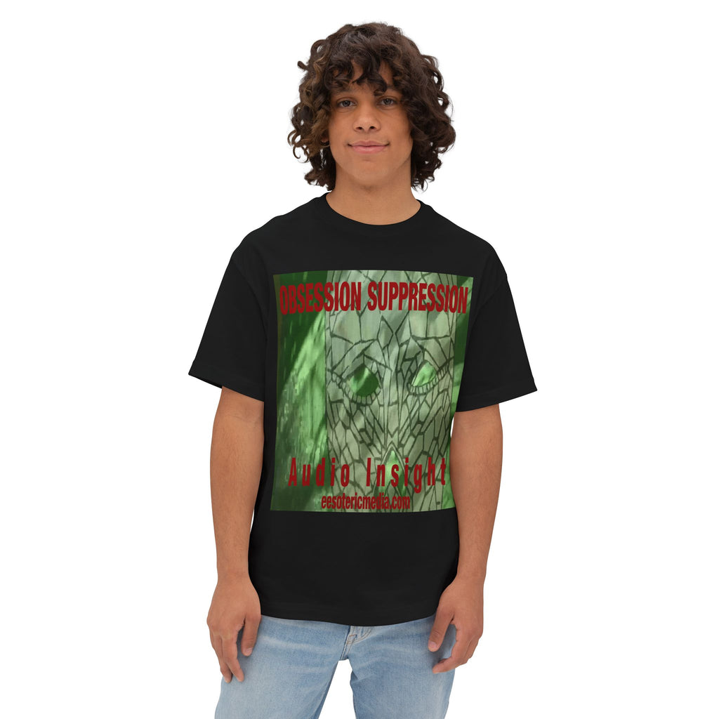T-shirt oversize à coupe carrée avec motif tête de mort rétro science-fiction « Obsession Suppression » (Audio Insight)