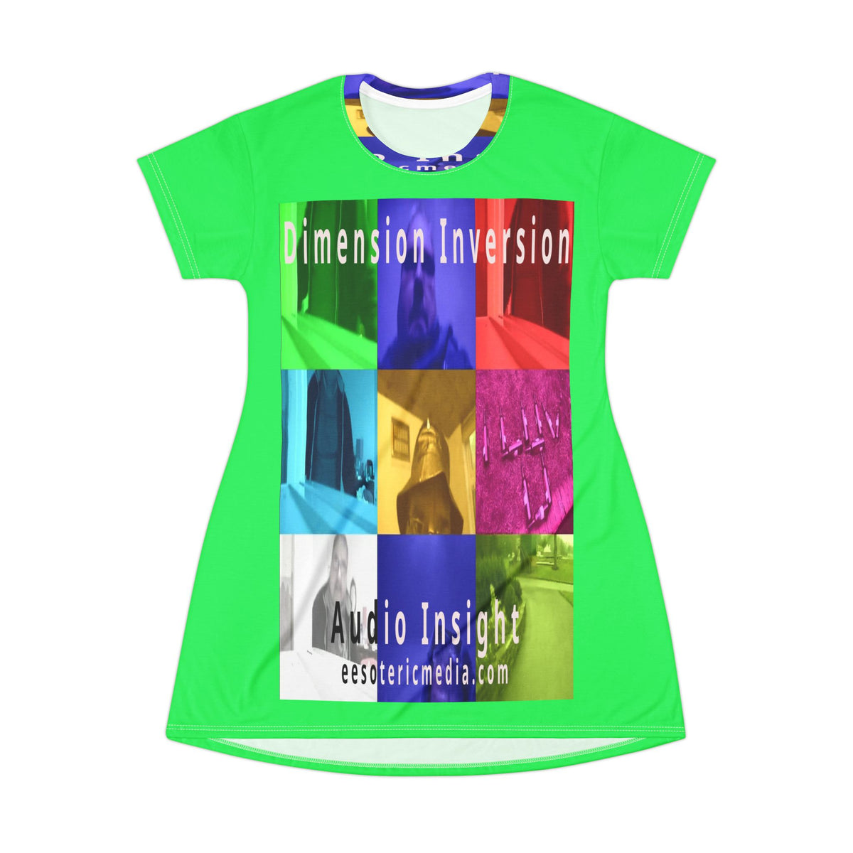 'Dimension Inversion' (Audio Insight) Colorful Surreal Collage Graphic T-Dress