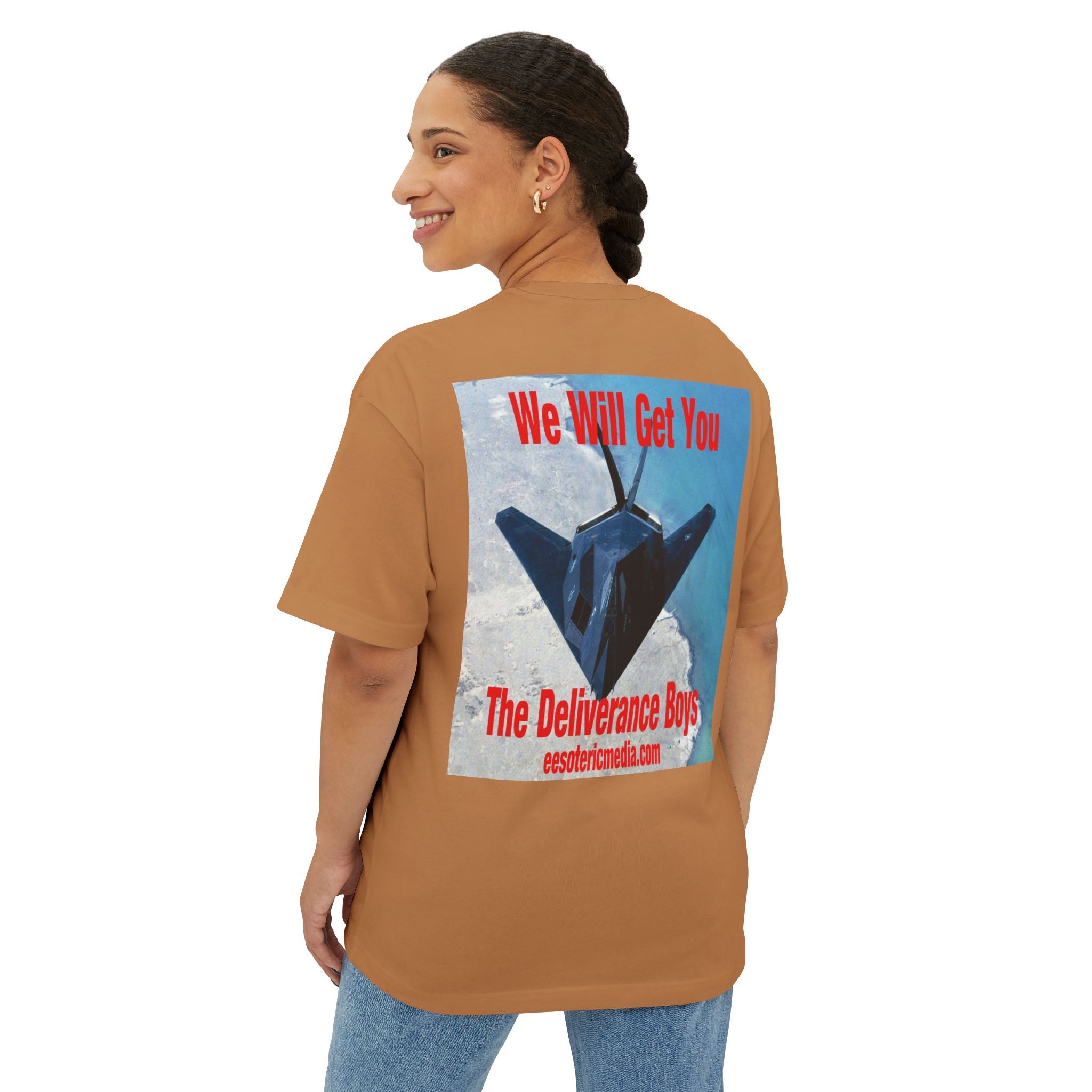 'We Will Get You' (The Deliverance Boys) Stealth Fighter Jet Oversize Graphic Tee