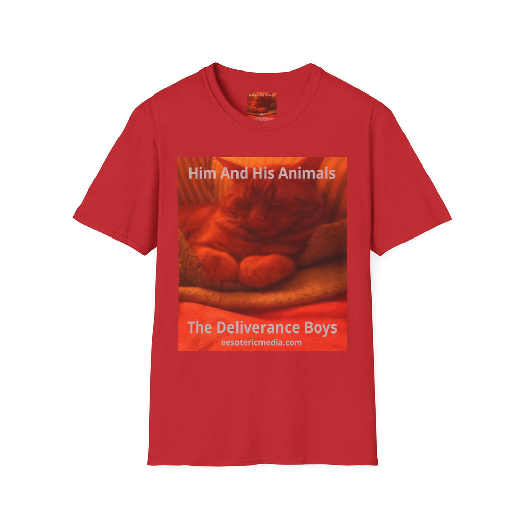 'Him And His Animals' (The Deliverance Boys) シュールな猫グラフィック ソフトスタイル Tシャツ