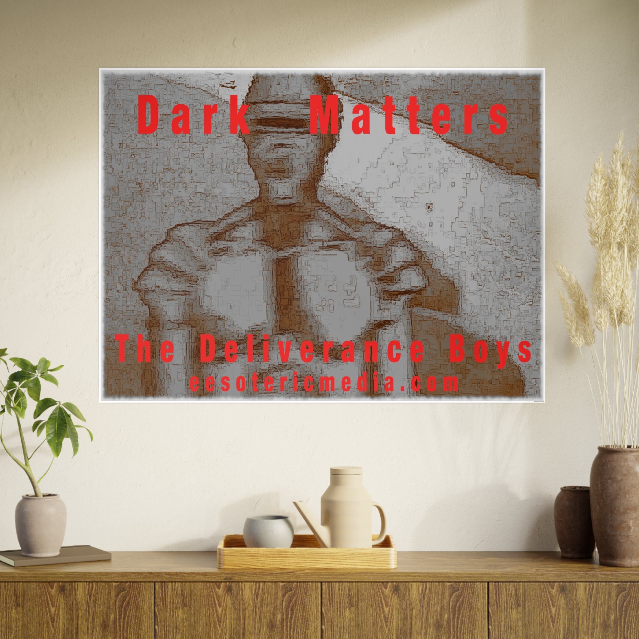 'Dark Matters' (The Deliverance Boys) Graphic Horizontal Sci-fi Retro Robot Satin Art Poster 48"x36" (120cm x 90cm)