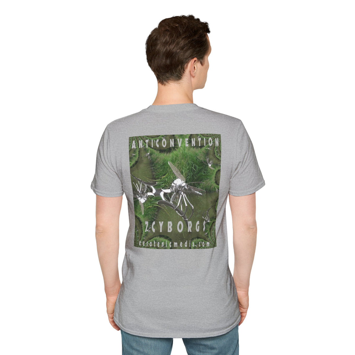 'Anticonvention' (7Cyborgs) साइबर ड्रैगनफ़्लाई सॉफ्टस्टाइल ग्राफ़िक प्रिंट टी-शर्ट