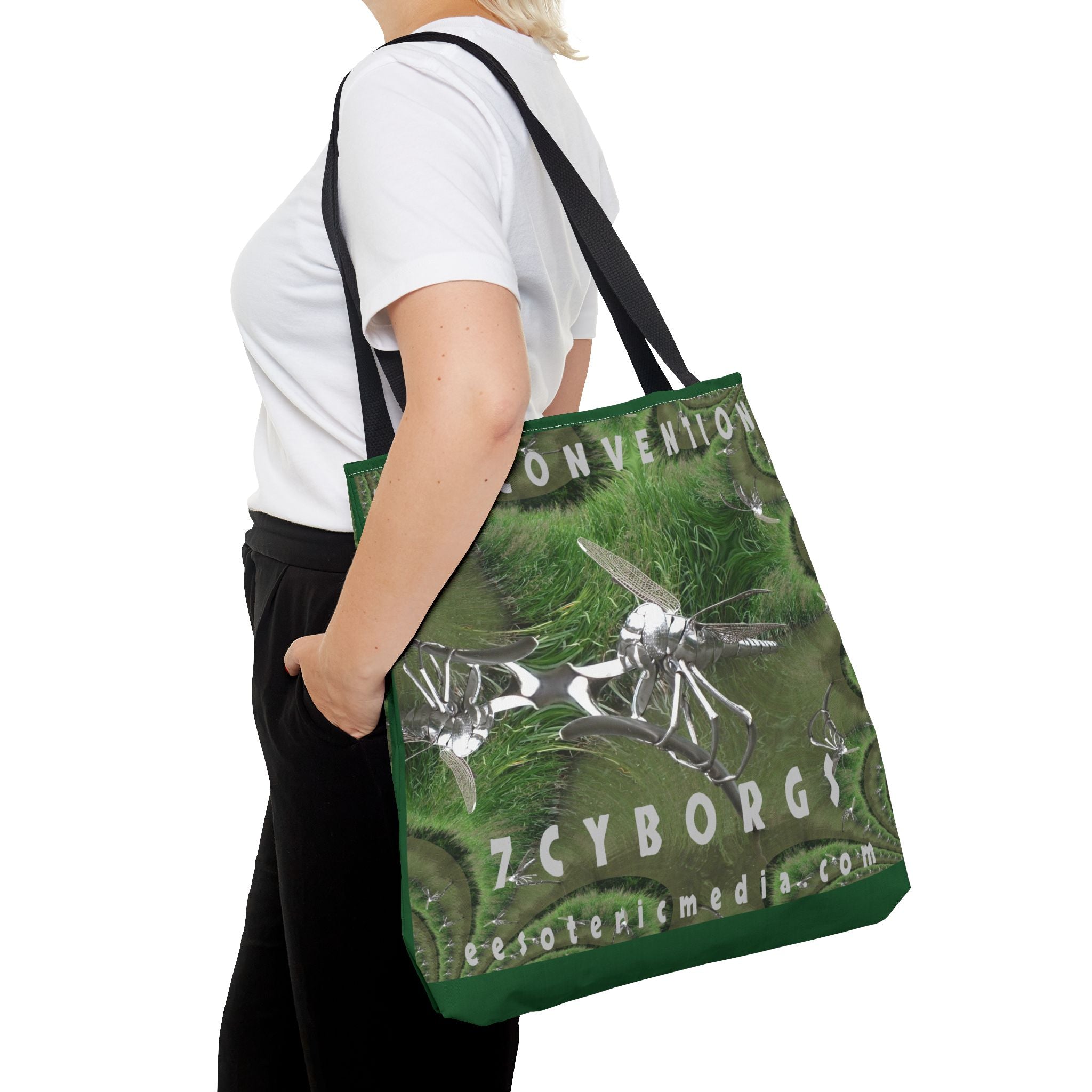 'Anticonvention' (7Cyborgs) Futuristic Dragonfly Graphic Tote Bag 18"x18" (45m x 45cm)