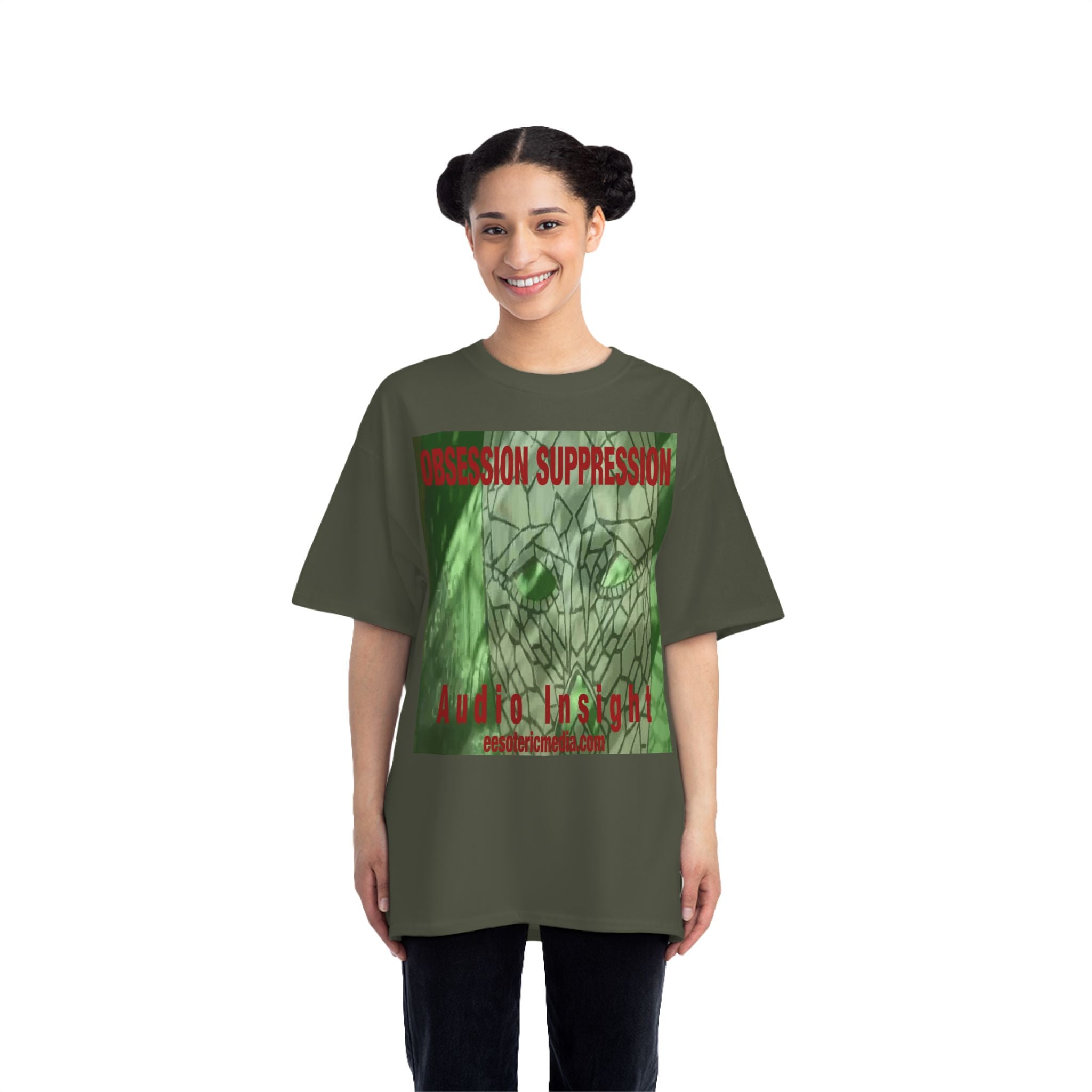 'Obsession Suppression' (Audio Insight) Green Retro Sci-fi Design Graphic Beefy T-Shirt