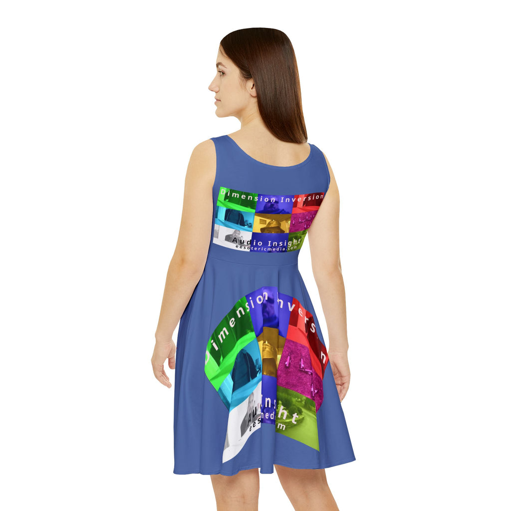 'Dimension Inversion' (Audio Insight) Colorful Surreal Collage Graphic Skater Dress
