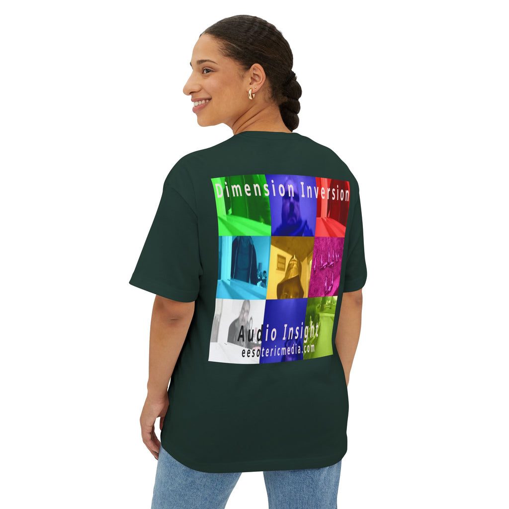 'Dimension Inversion' (Audio Insight) Colorful Surreal Collage Graphic Oversize Boxy T-Shirt