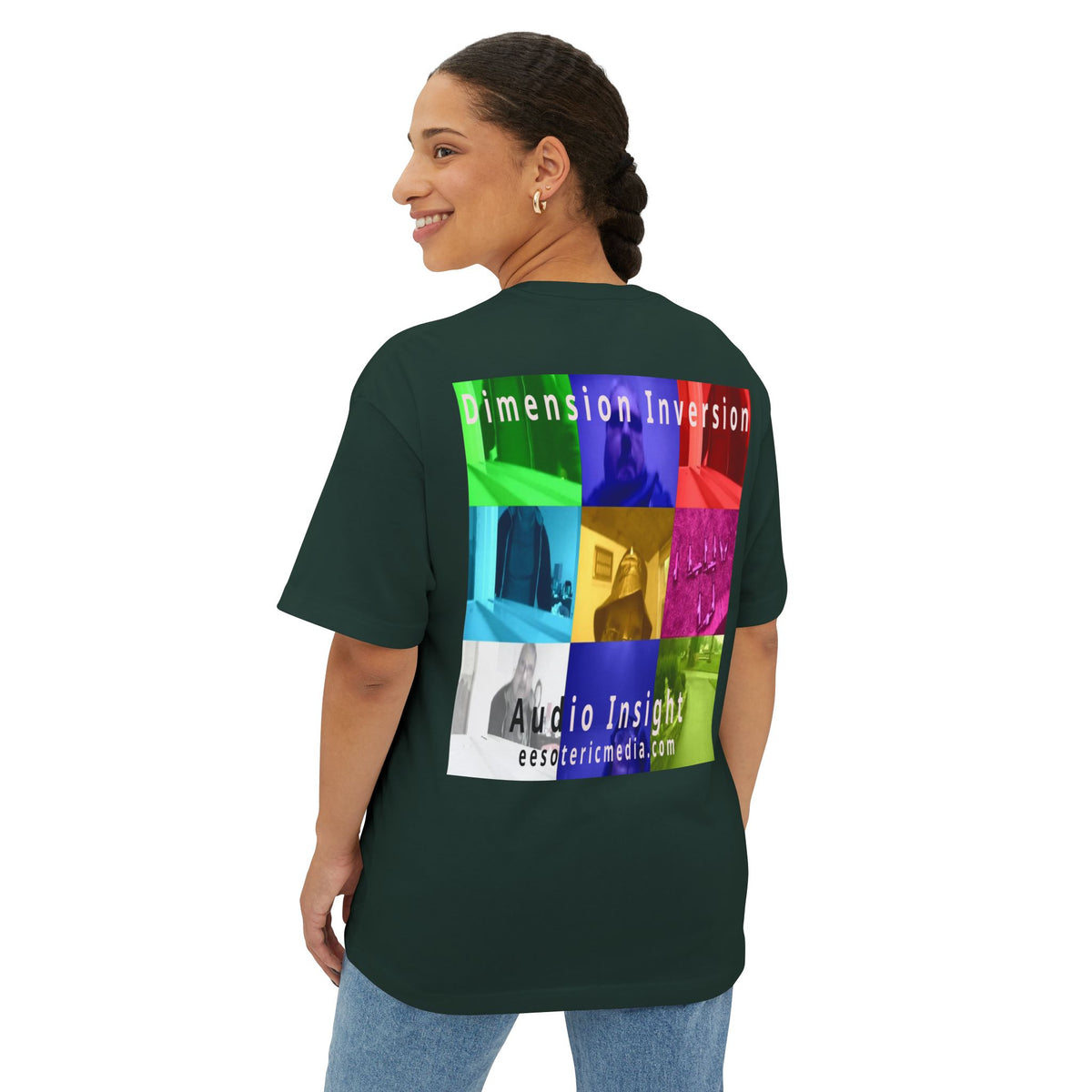 'Dimension Inversion' (Audio Insight) Colorful Surreal Collage Graphic Oversize Boxy T-Shirt