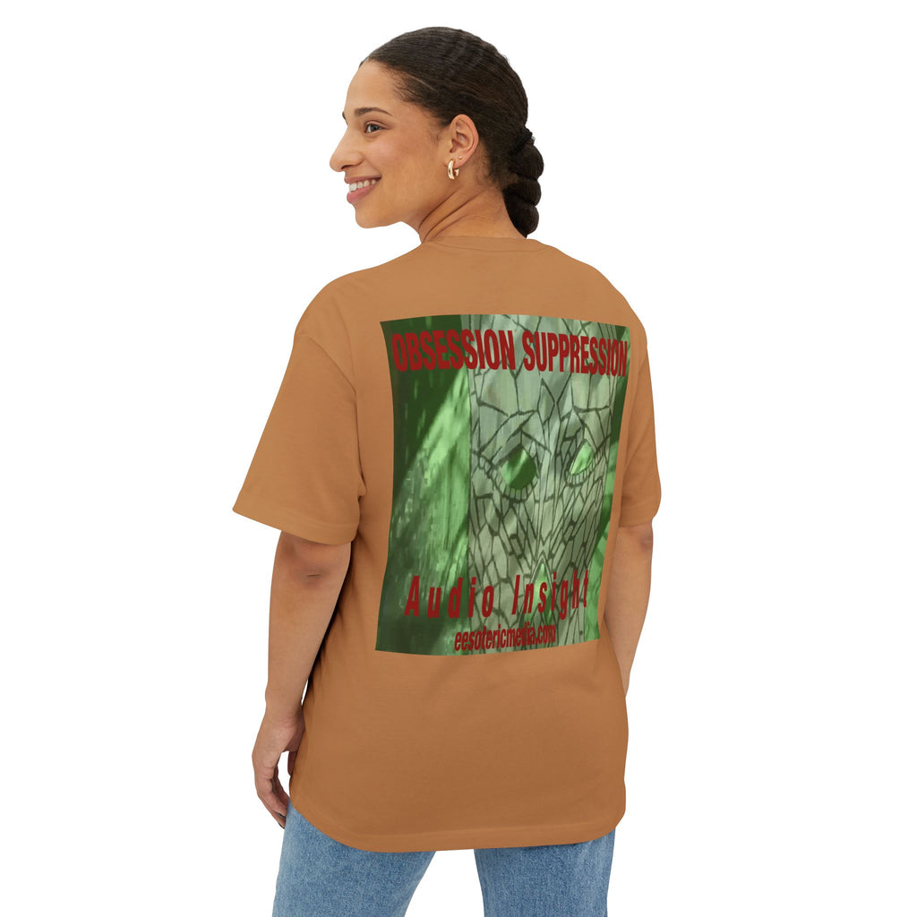 T-shirt oversize à coupe carrée avec motif tête de mort rétro science-fiction « Obsession Suppression » (Audio Insight)