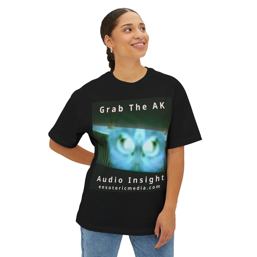'Grab The AK' (Audio Insight) Sinister Surreal Digital Being Graphic Oversize Boxy T-Shirt