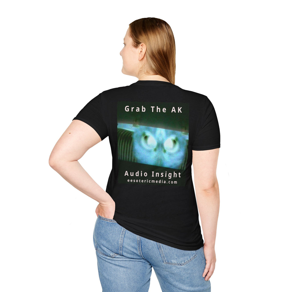 'Grab The AK' (Audio Insight) Sinister Surreal Digital Being Graphic Softstyle T-Shirt