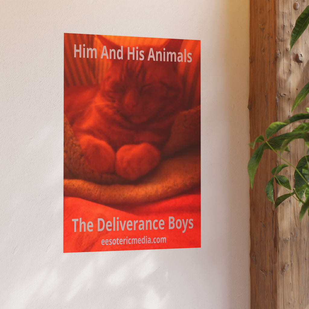 « Him And His Animals » (PersonaU) Impression artistique surréaliste représentant un félin rouge et orange, 60 × 90 cm