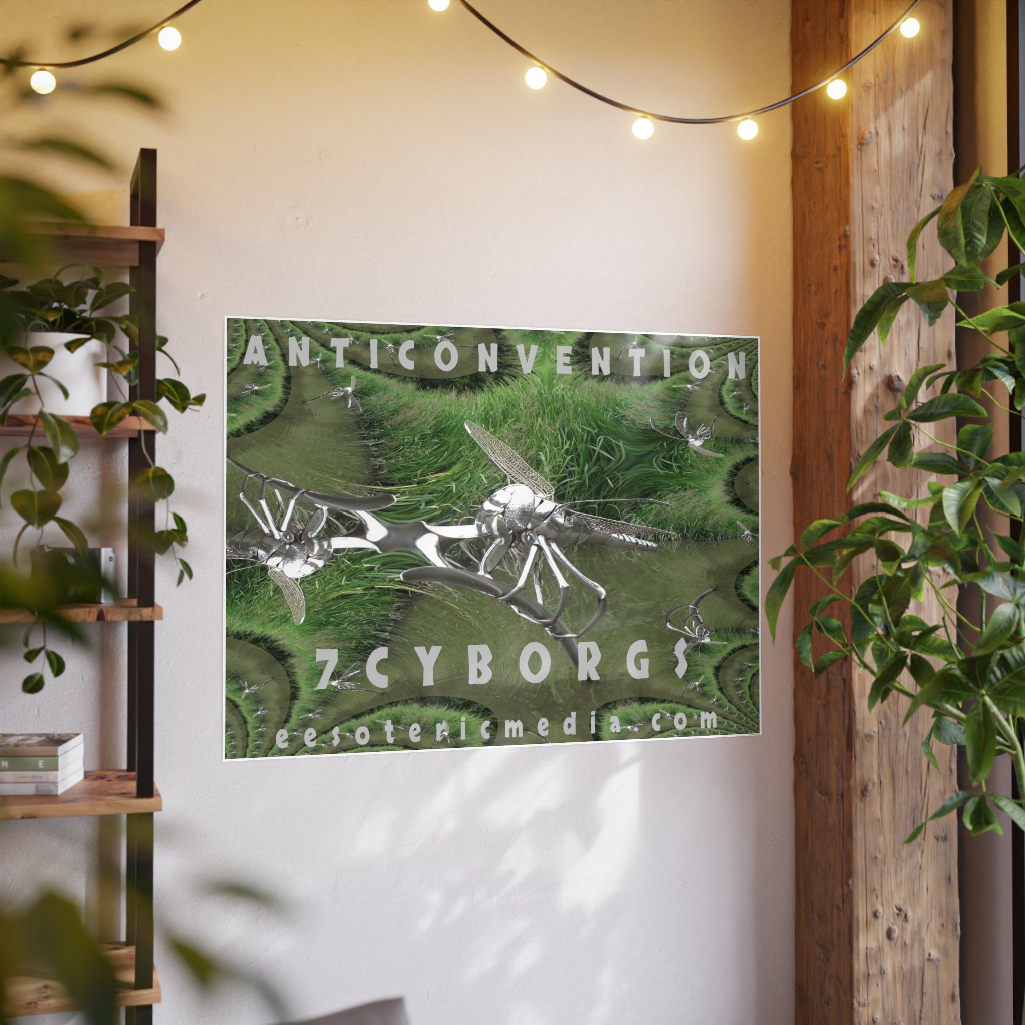 'Anticonvention' (7Cyborgs) Cyber Dragonfly Sci‑Fi Horizontal Satin Art Poster 48"x36" (120cm x 90cm)