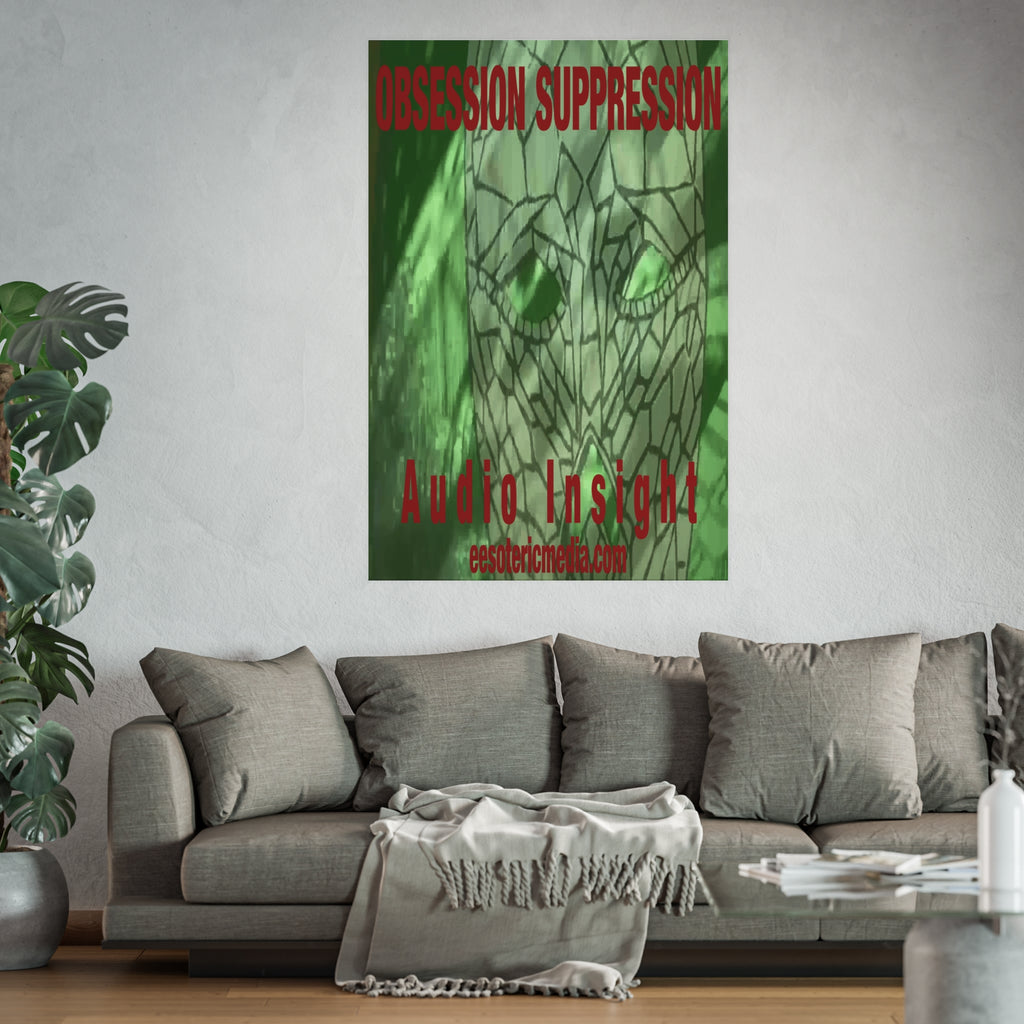 «Obsession Suppression» (Audio Insight) Lámina artística gráfica con una calavera espacial surrealista, gran formato, 100 × 150 cm