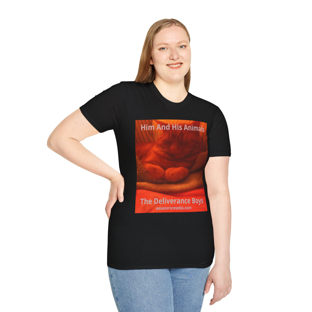 'Him And His Animals' (The Deliverance Boys) シュールな猫グラフィック ソフトスタイル Tシャツ