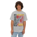 'Follow Me' (Audio Insight) Weathered Rocket-Shaped Spire Design Oversize Boxy T-Shirt