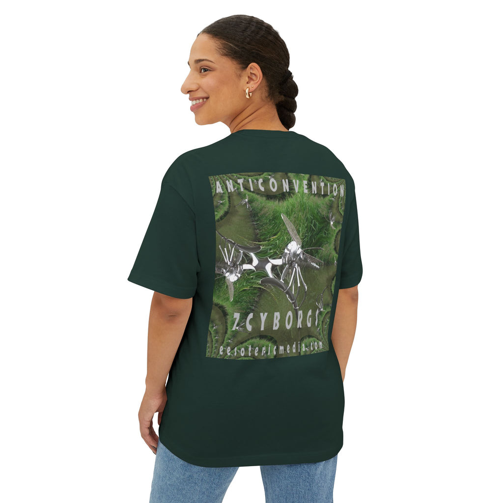 'Anticonvention' (7Cyborgs} Sci‑Fi Dragonfly Cyborg Design Oversize Graphic Boxy Tee