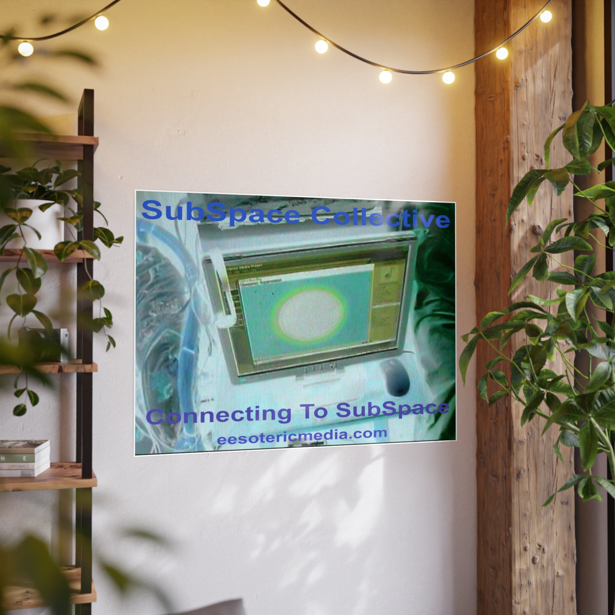 'Connecting To SubSpace' (SubSpace Collective) Retro Tech Horizontal Satin Art Poster 48"x36" (120cm x 90cm)