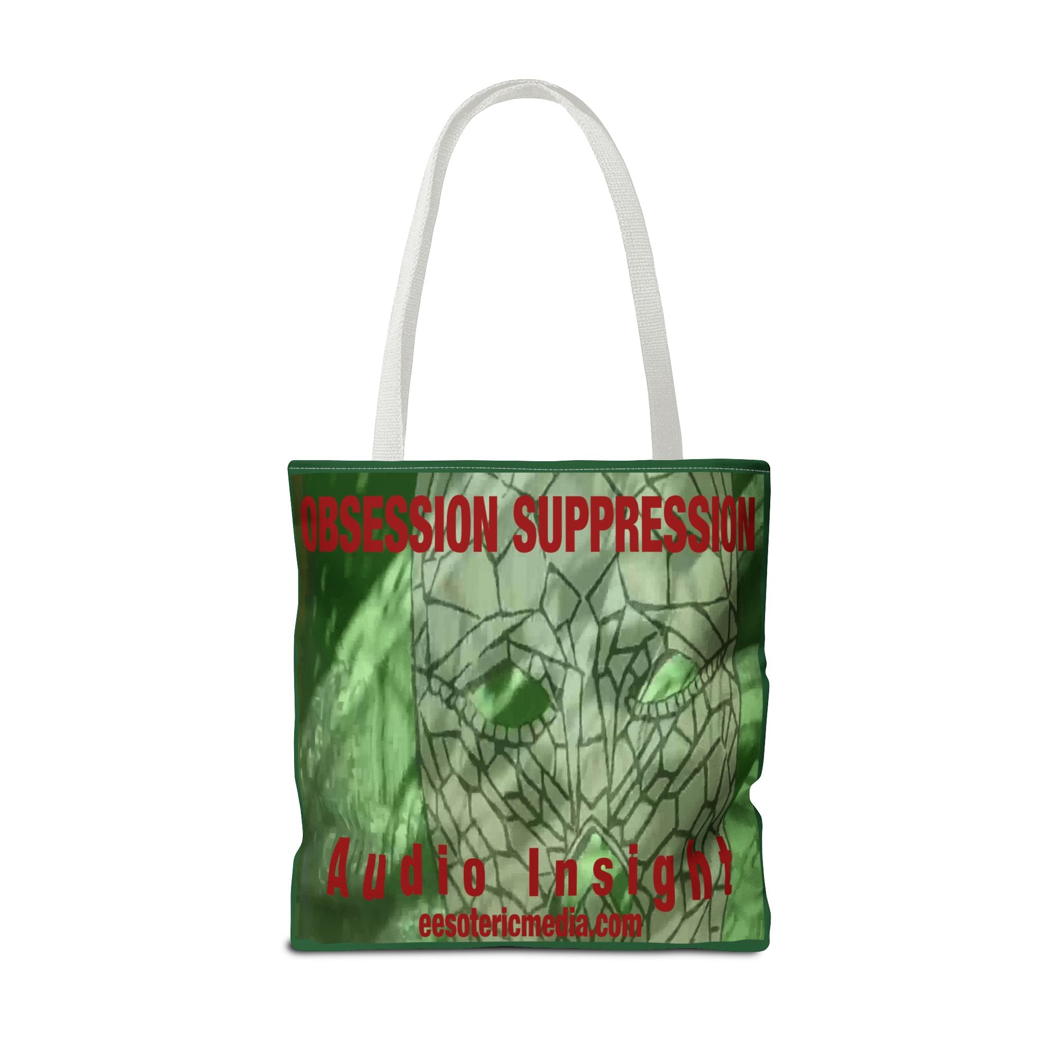 'Obsession Suppression' (Audio Insight) Green Abstract Retro Sci fi Tote  Bag 18"x18" (45m x 45cm)
