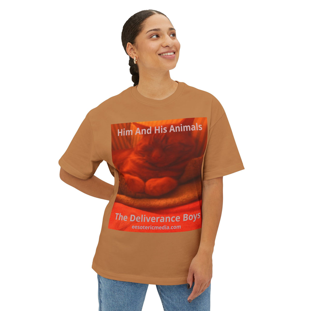 T-shirt oversize à motif chat surréaliste « Him And His Animals » (The Deliverance Boys)