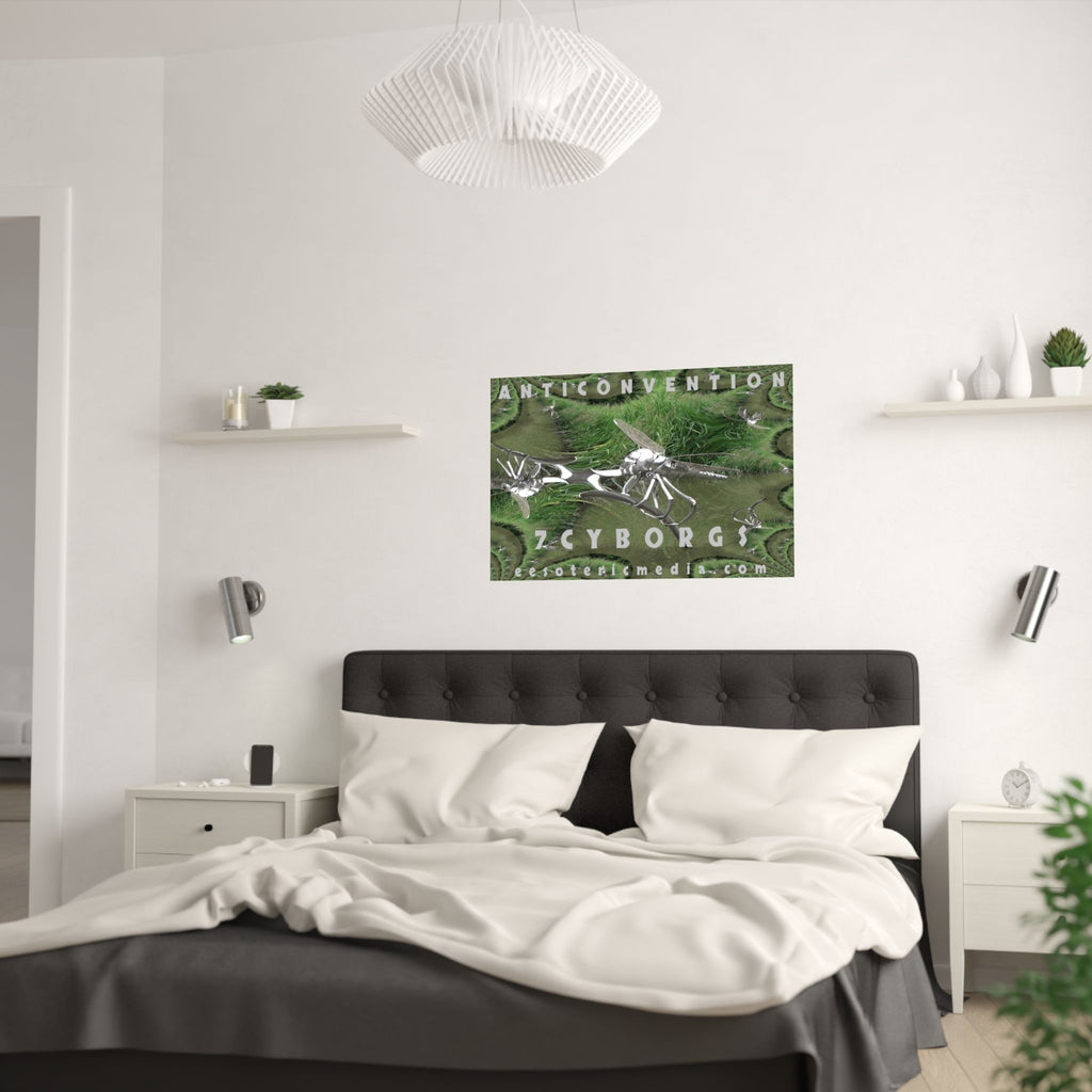 'Anticonvention' (7Cyborgs)  Cyber Dragonfly Sci‑Fi Horizontal Satin Art Poster 36"x24" (90cm x 60cm)