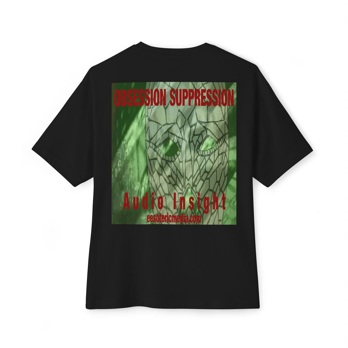 T-shirt oversize à coupe carrée avec motif tête de mort rétro science-fiction « Obsession Suppression » (Audio Insight)