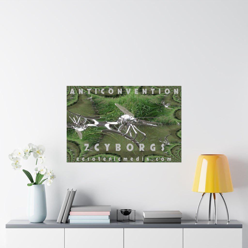 'Anticonvention' (7Cyborgs)  Cyber Dragonfly Sci‑Fi Horizontal Satin Art Poster 36"x24" (90cm x 60cm)