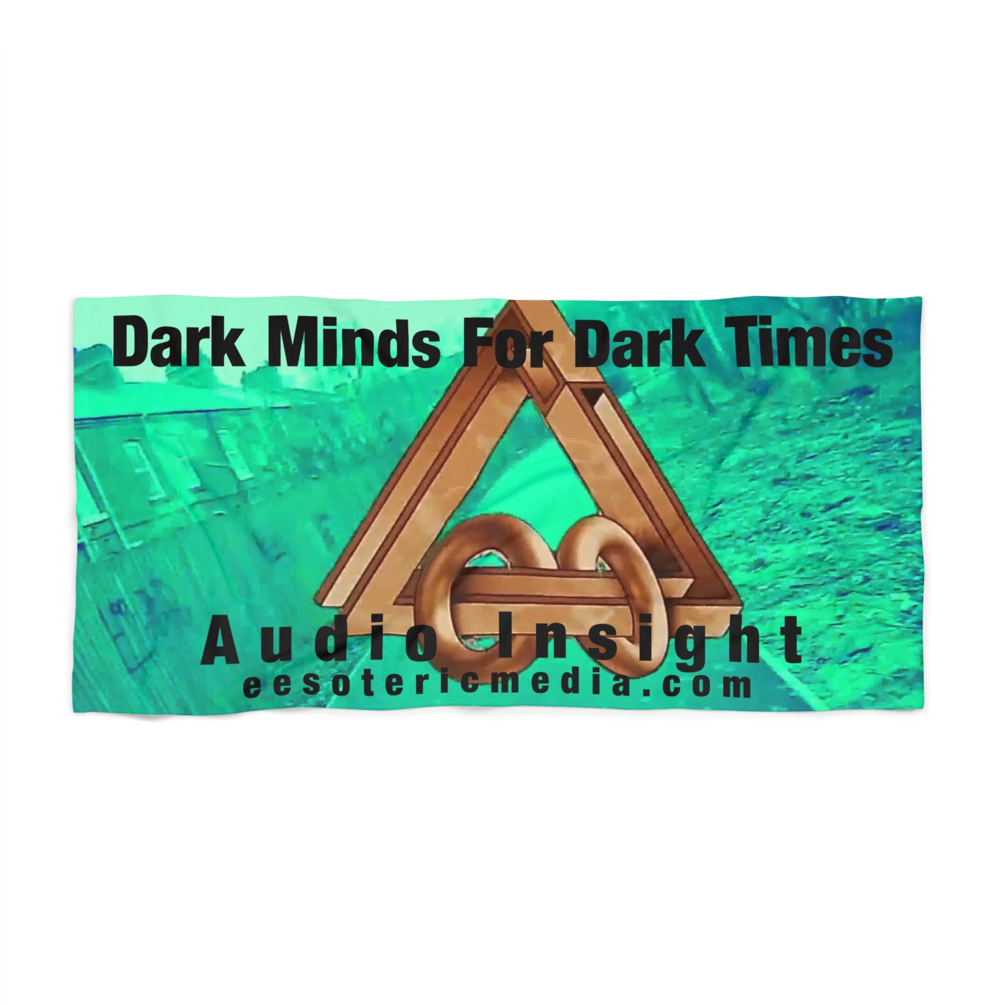 'Dark Minds For Dark Times' (Audio Insight) Futuristic Sc-fi Symbol Graphic Beach Towel